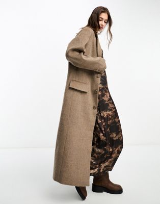 Reclaimed Vintage maxi length duster coat in camel