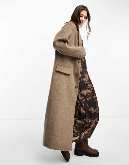 Reclaimed Vintage maxi length duster coat in camel | ASOS