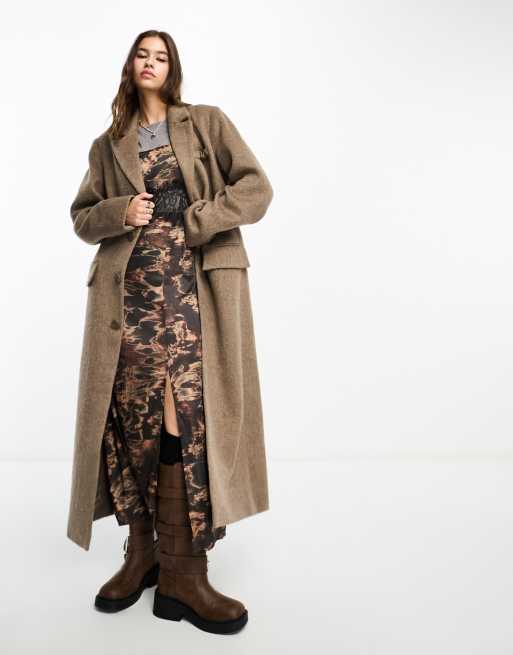 Reclaimed Vintage maxi length duster coat in camel