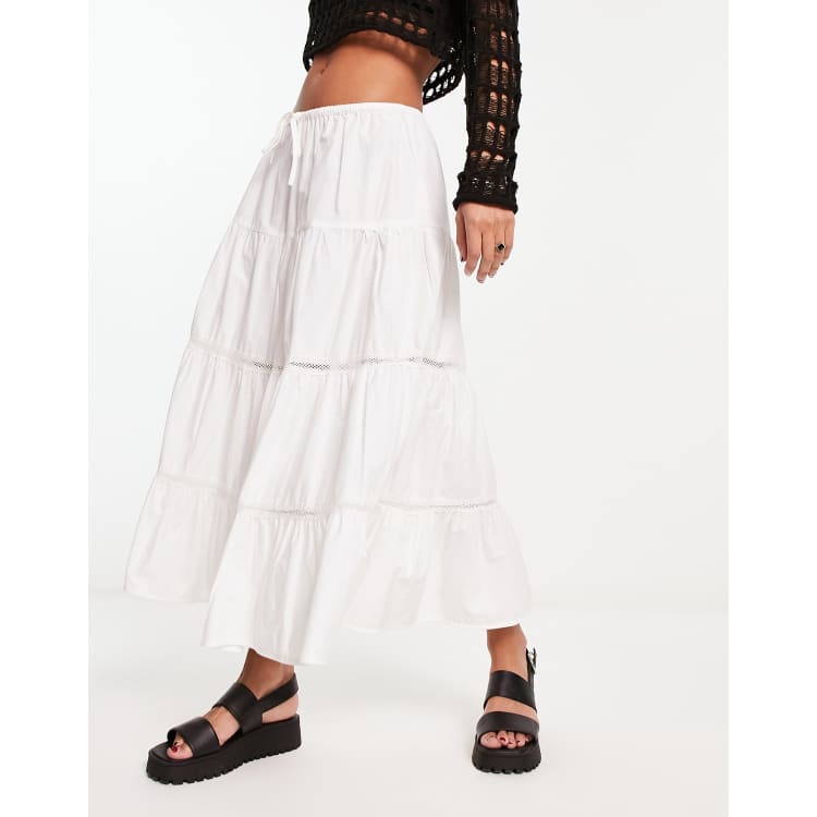 Reclaimed Vintage maxi prairie skirt in white | ASOS