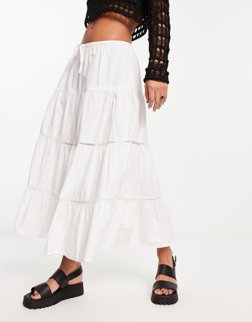 Reclaimed Vintage maxi prairie skirt in white