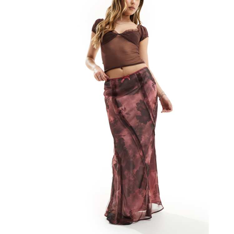 Reclaimed Vintage Maxi rok met bloemenprint in roze ASOS