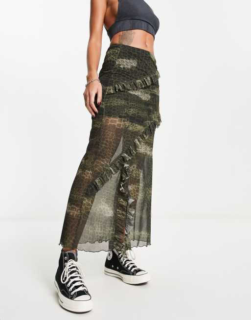 Leopard print online maxi skirt vintage