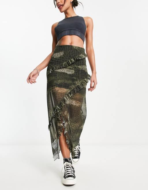 Leopard print midi skirt vintage online