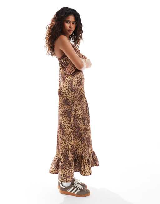 Leopard print maxi slip dress outlet