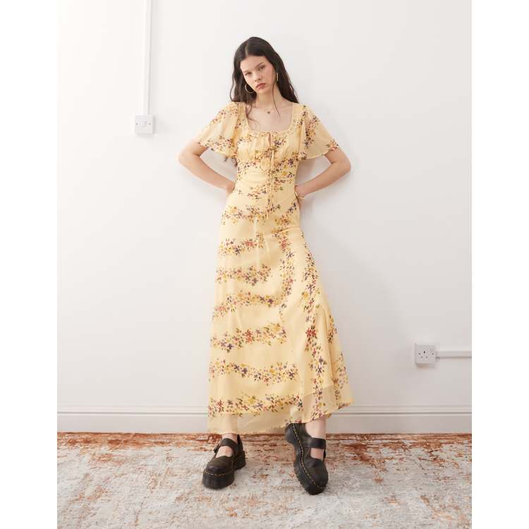 sachin and babi light blue dress yellow floral homecoming dress