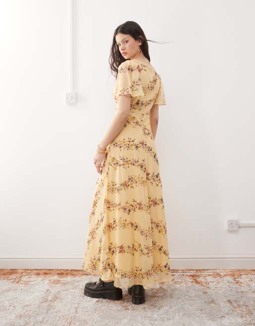 chinese dress ladies Apricot Floral Maxi Dress - All Dresses main image 0