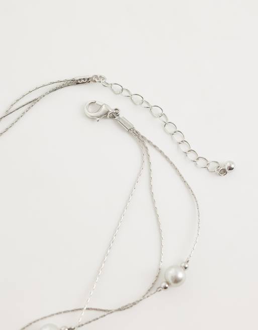 Reclaimed Vintage mehrreihige Perlen-Lariat-Halskette, 3 von 4