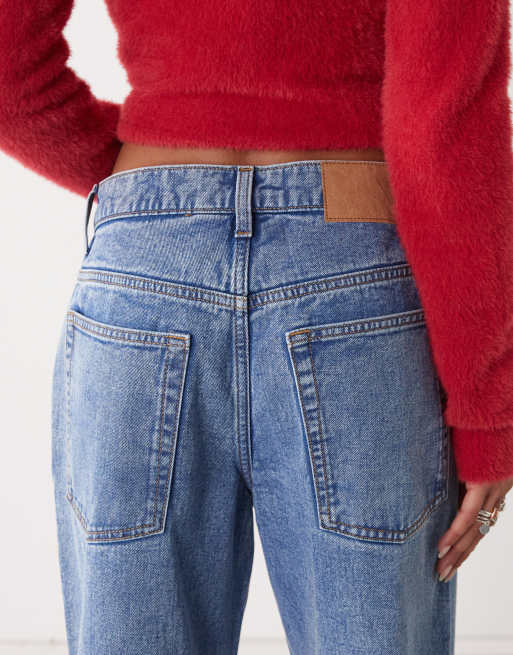 Reclaimed Vintage - Mellemblå jeans i denim med lige ben, 4 af 5