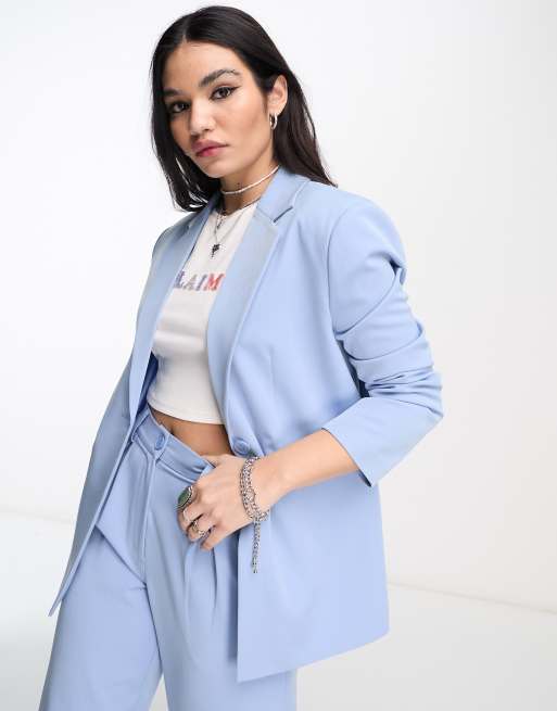 Reclaimed Vintage menzy blazer in blue slub