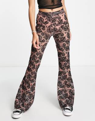 Reclaimed Vintage Mesh Flare Pants In Paisley Printmulti ModeSens