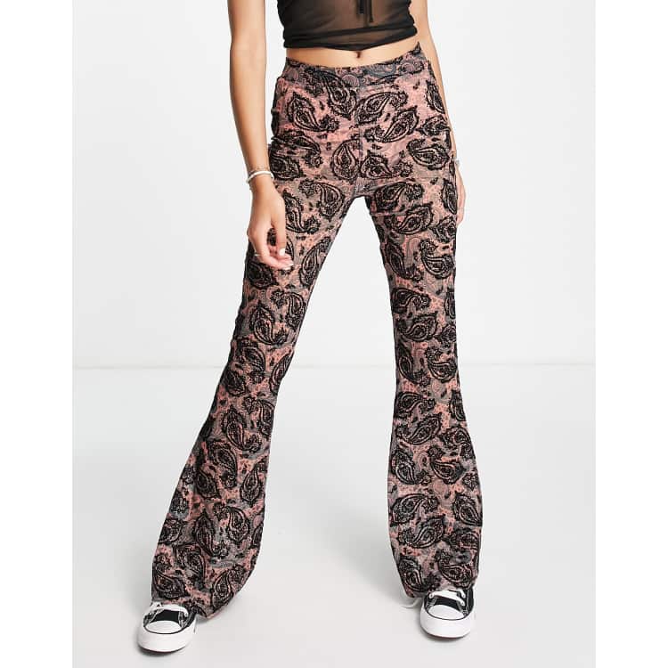 Paisley print flare pants outlet
