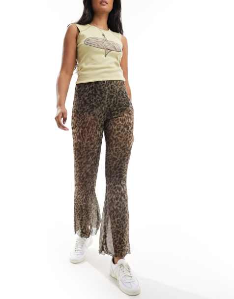 Reclaimed Vintage mesh flares in leopard print