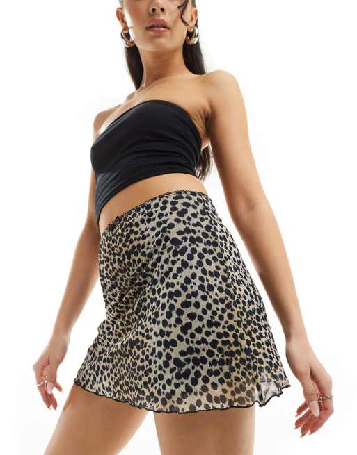Leopard print mesh mini skirt clearance