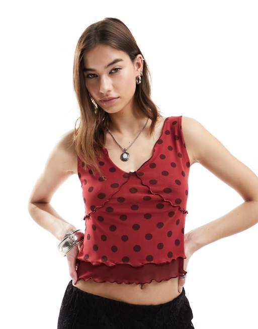 Reclaimed Vintage mesh singlet in spot print