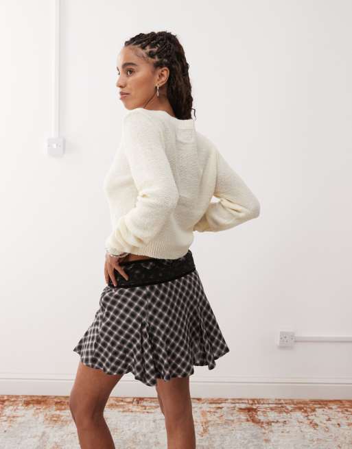 Reclaimed Vintage micro cardigan in cream