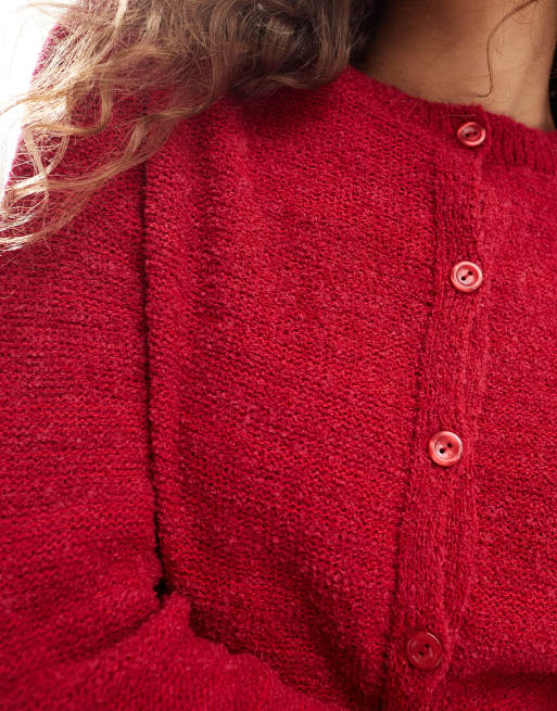 Reclaimed vintage micro cardigan in red