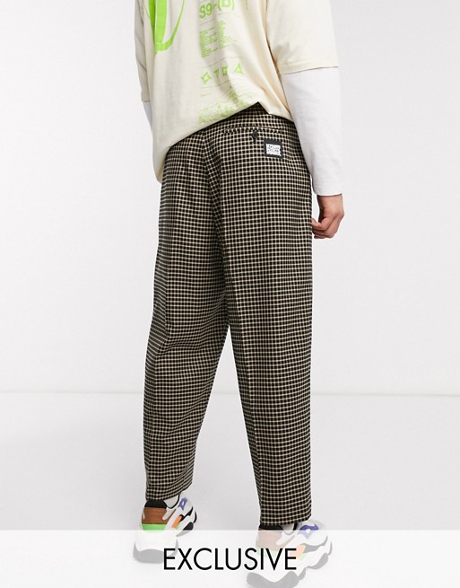 Reclaimed Vintage micro check trousers in black