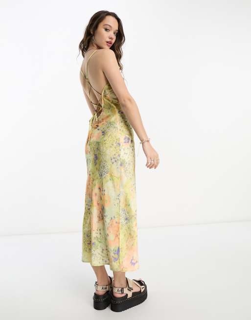 Asos design floral tie back midi dress discount