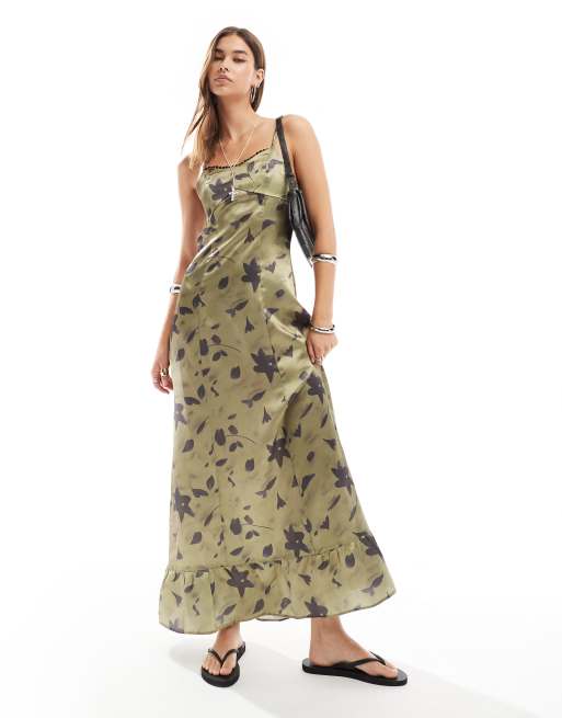 Reclaimed Vintage - Midi jurk met camibandjes en print
