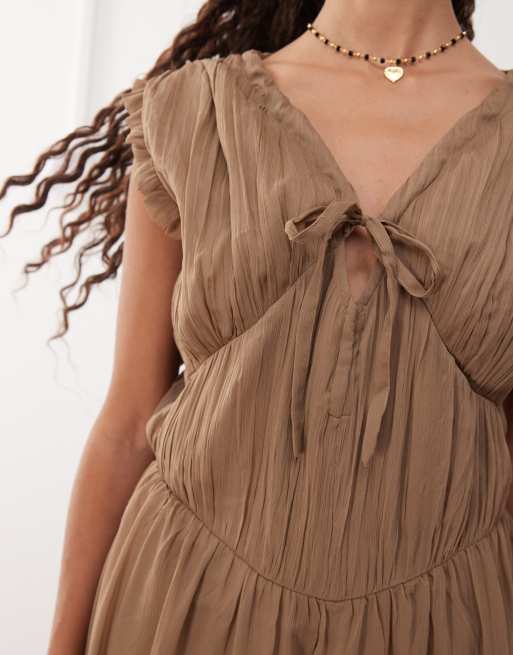 Reclaimed Vintage - Midi-jurk met gerimpeld detail en haak- en oogsluiting, 3 van 4