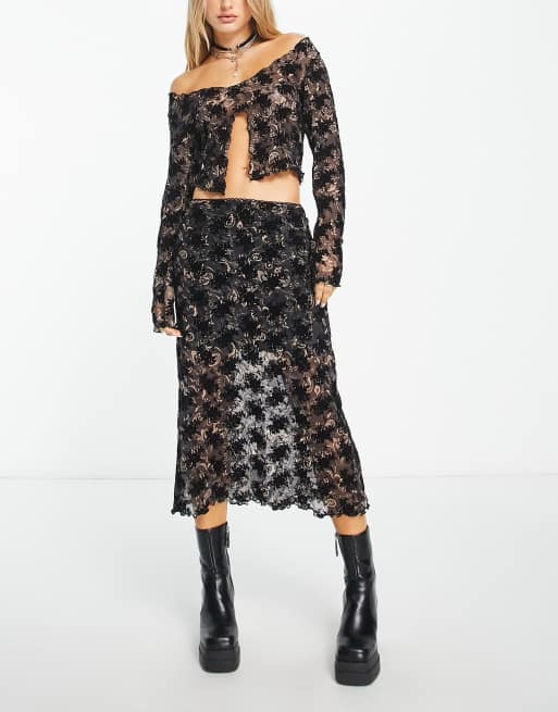 Mesh floral skirt cheap
