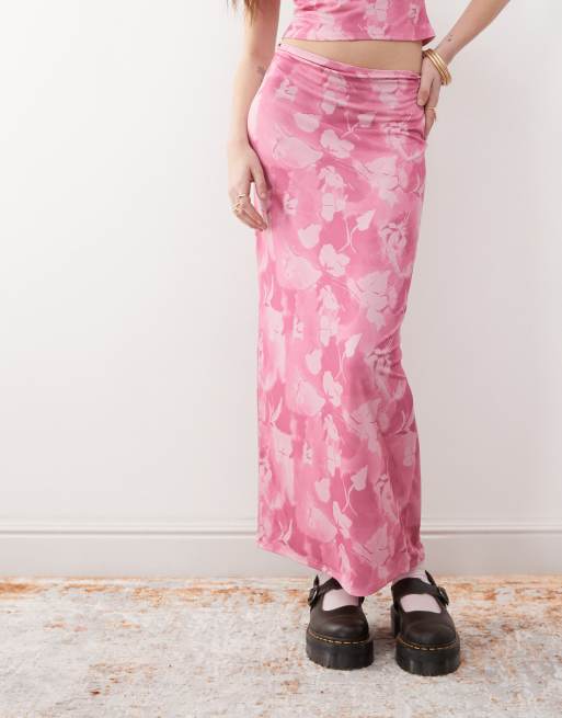Reclaimed Vintage Midi rok in abstracte bloemenprint, deel van