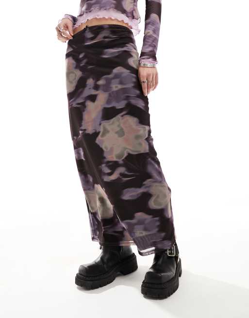 Reclaimed Vintage midi skirt in blurred floral print ASOS