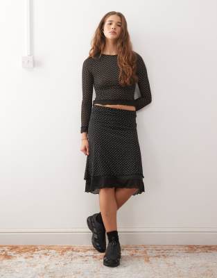 Reclaimed Vintage Midi Skirt With Contrast Trim In Black