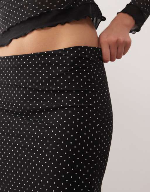 Reclaimed Vintage midi skirt with contrast trim in polka dot, 5 of 5