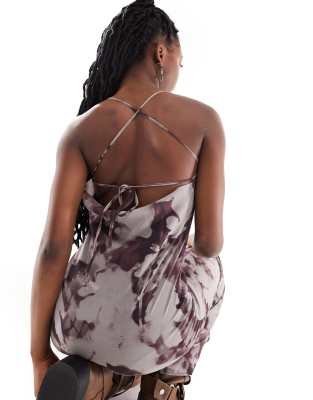 reclaimed vintage midi slip dress in floral print