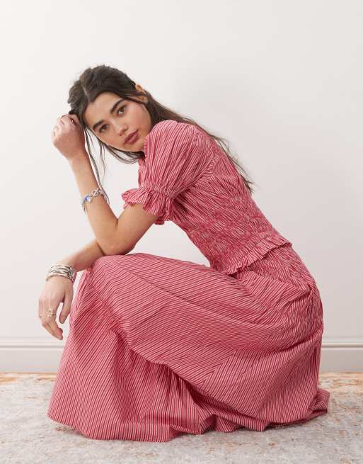 strapless open back dress Cabana Dress Red Stripe main image 1