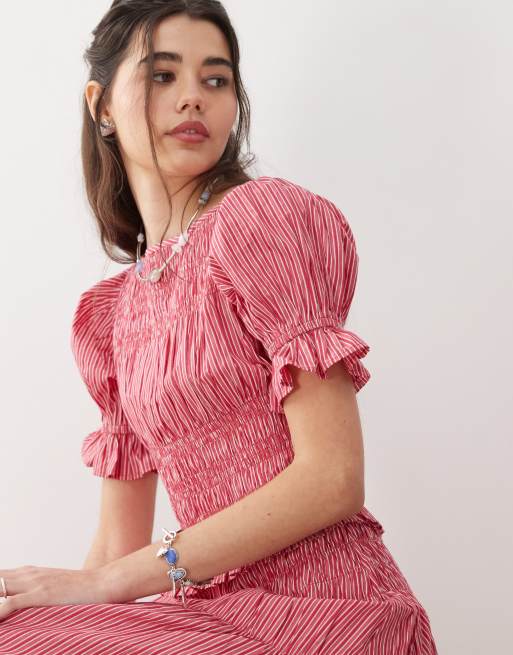 red midi sun dress Falling For You Midi Dress