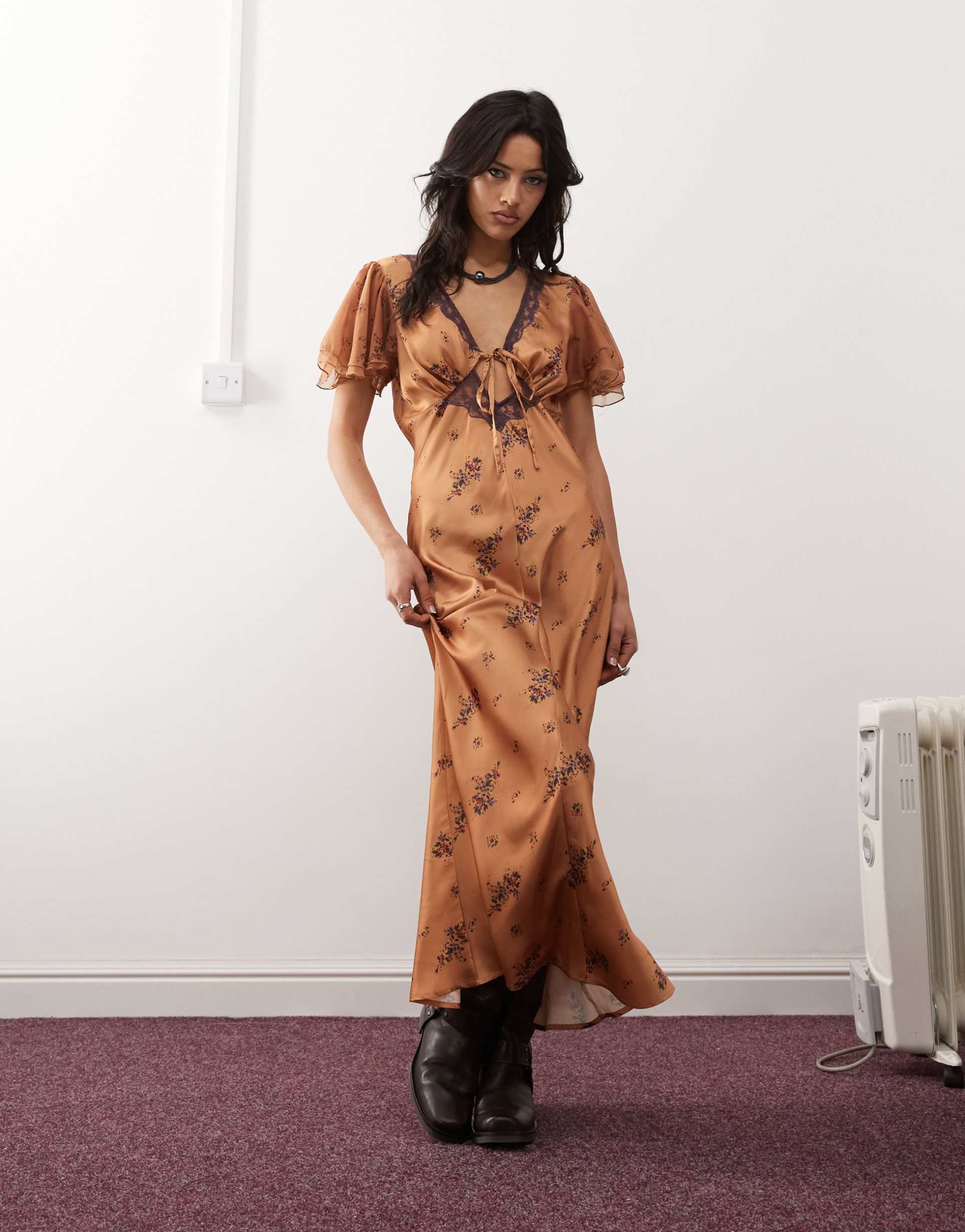reclaimed vintage midi tea dress in floral print