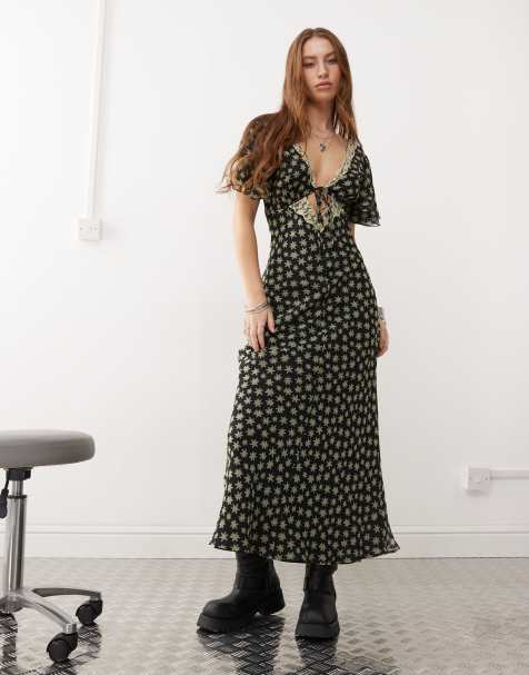 Reclaimed Vintage midi tea dress in star print - view 1