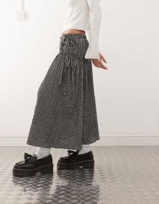 Reclaimed Vintage Midi Wrap Skirt With Bow Details In Multi