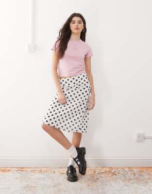 Reclaimed Vintage - Midirock mit Polka-Dot-Print-Weiß