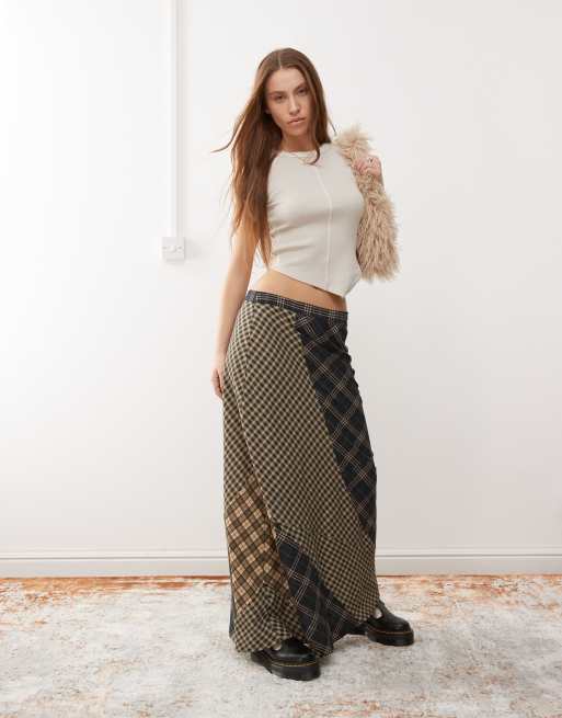 Reclaimed Vintage – Midirock mit verschiedenen Karomustern
