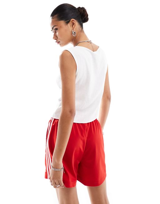 Reclaimed Vintage milkmaid cami top with lace trim and red