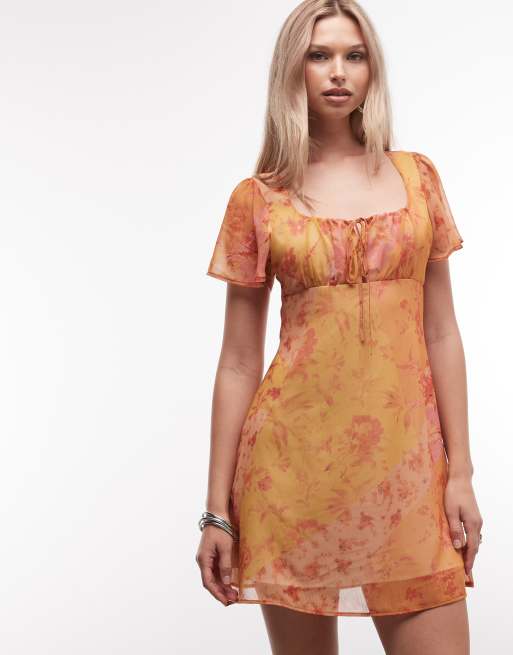 Reclaimed Vintage mini dress in chiffon floral print, 2 of 4