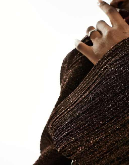 Reclaimed Vintage mini dress with low back in brown , 3 of 4