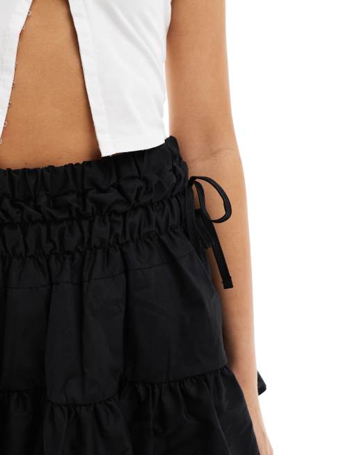 Reclaimed Vintage Mini jupe style western avec ourlet en dentelle Noir ASOS
