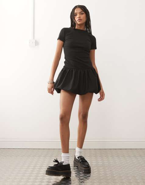 Reclaimed Vintage - Mini-jurk met pofzoom in zwart - view 1