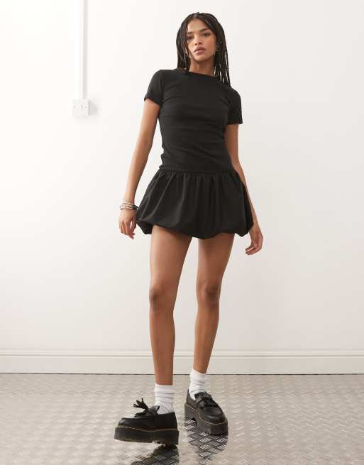 Reclaimed Vintage - Mini-jurk met pofzoom in zwart