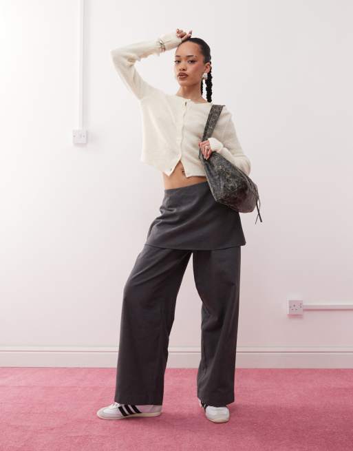 Reclaimed Vintage - Mini rok over broek in grijs