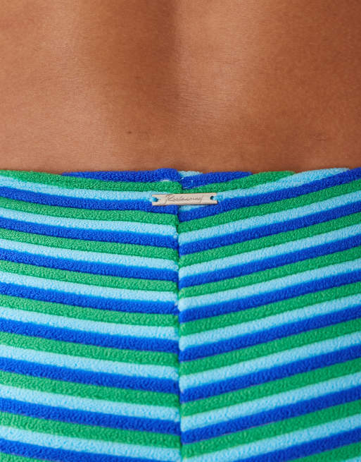 Reclaimed Vintage mini short bikini bottom in stripe towelling, 4 of 4