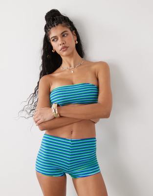 Reclaimed Vintage Mini Short Bikini Bottom In Blue