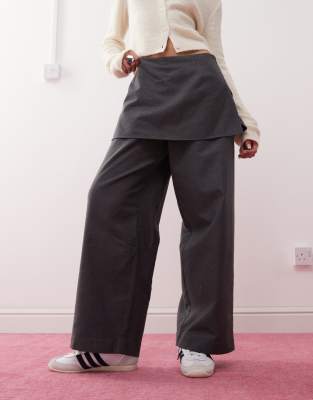 Reclaimed Vintage Mini Skirt Over Pants In Gray