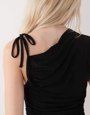 Reclaimed Vintage Mini Skort Dress With Shoulder Tie Detail In Black