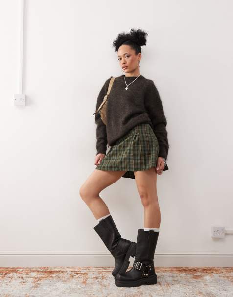 Reclaimed Vintage mini skort in check - view 1